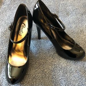 Candie’s Patent Black Heels with Strap 8.5